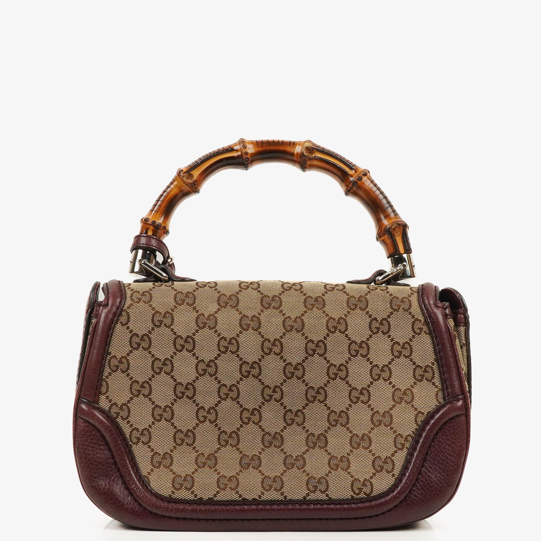 Gucci Medium New Convertible Bamboo Top Handle Tasche aus braunem GG Canvas