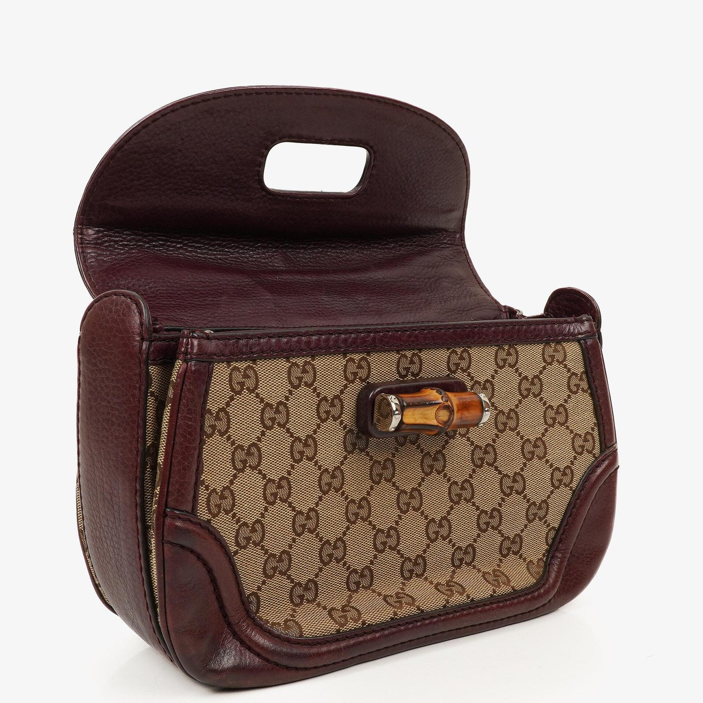 Gucci Medium New Convertible Bamboo Top Handle Tasche aus braunem GG Canvas