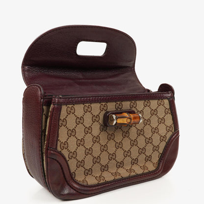 Gucci Medium New Convertible Bamboo Top Handle Tasche aus braunem GG Canvas