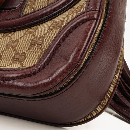 Gucci Medium New Convertible Bamboo Top Handle Tasche aus braunem GG Canvas
