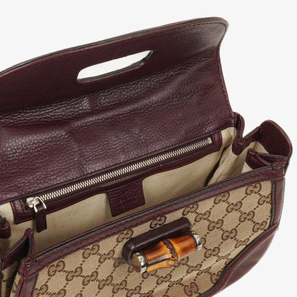 Gucci Medium New Convertible Bamboo Top Handle Tasche aus braunem GG Canvas
