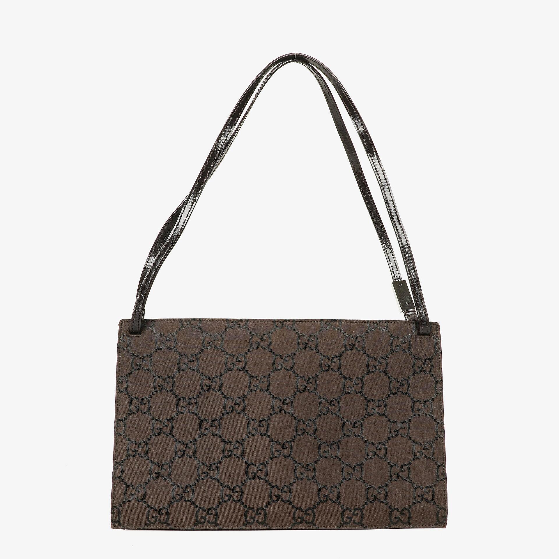 Gucci Braune GG Nylon Doppel-Taschen Schultertasche