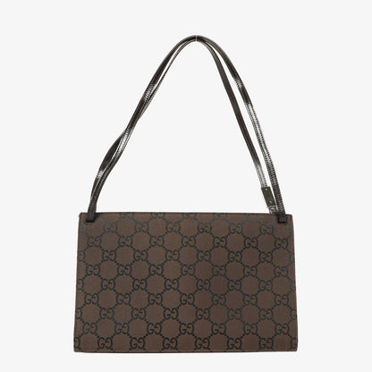 Gucci Braune GG Nylon Doppel-Taschen Schultertasche