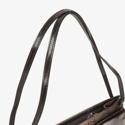 Gucci Braune GG Nylon Doppel-Taschen Schultertasche