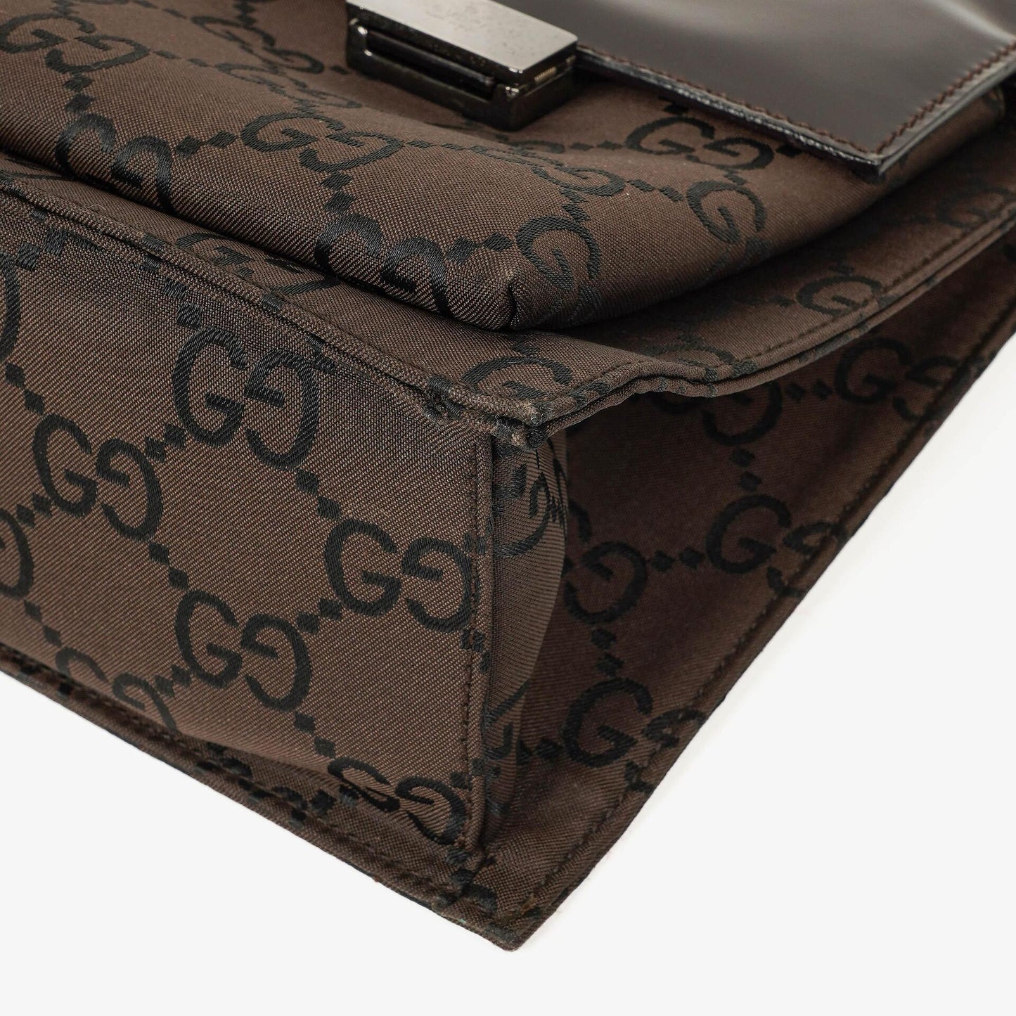 Gucci Braune GG Nylon Doppel-Taschen Schultertasche