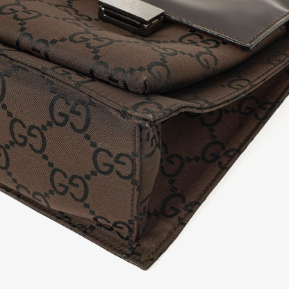Gucci Braune GG Nylon Doppel-Taschen Schultertasche
