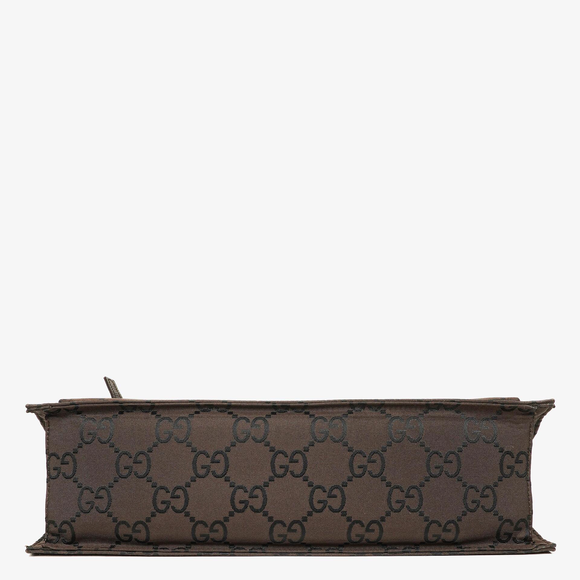 Gucci Braune GG Nylon Doppel-Taschen Schultertasche