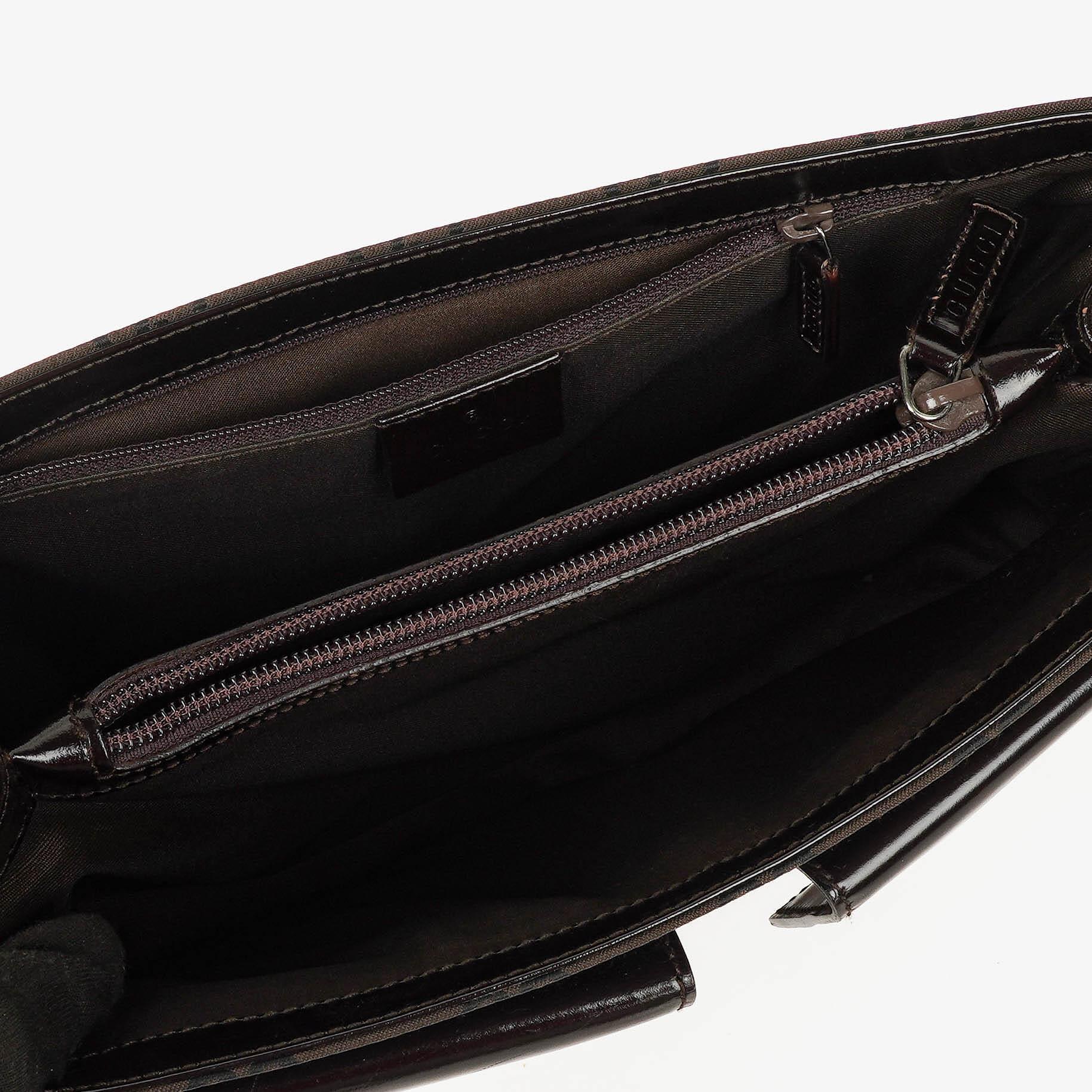 Gucci Braune GG Nylon Doppel-Taschen Schultertasche