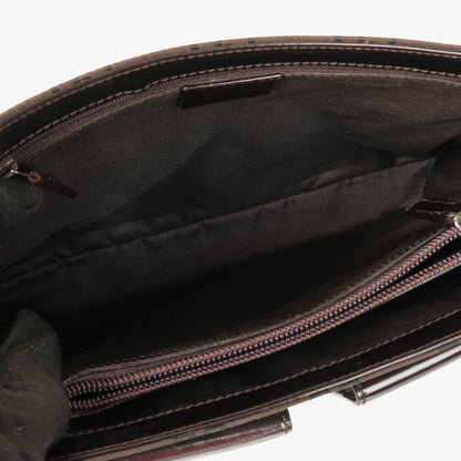 Gucci Braune GG Nylon Doppel-Taschen Schultertasche