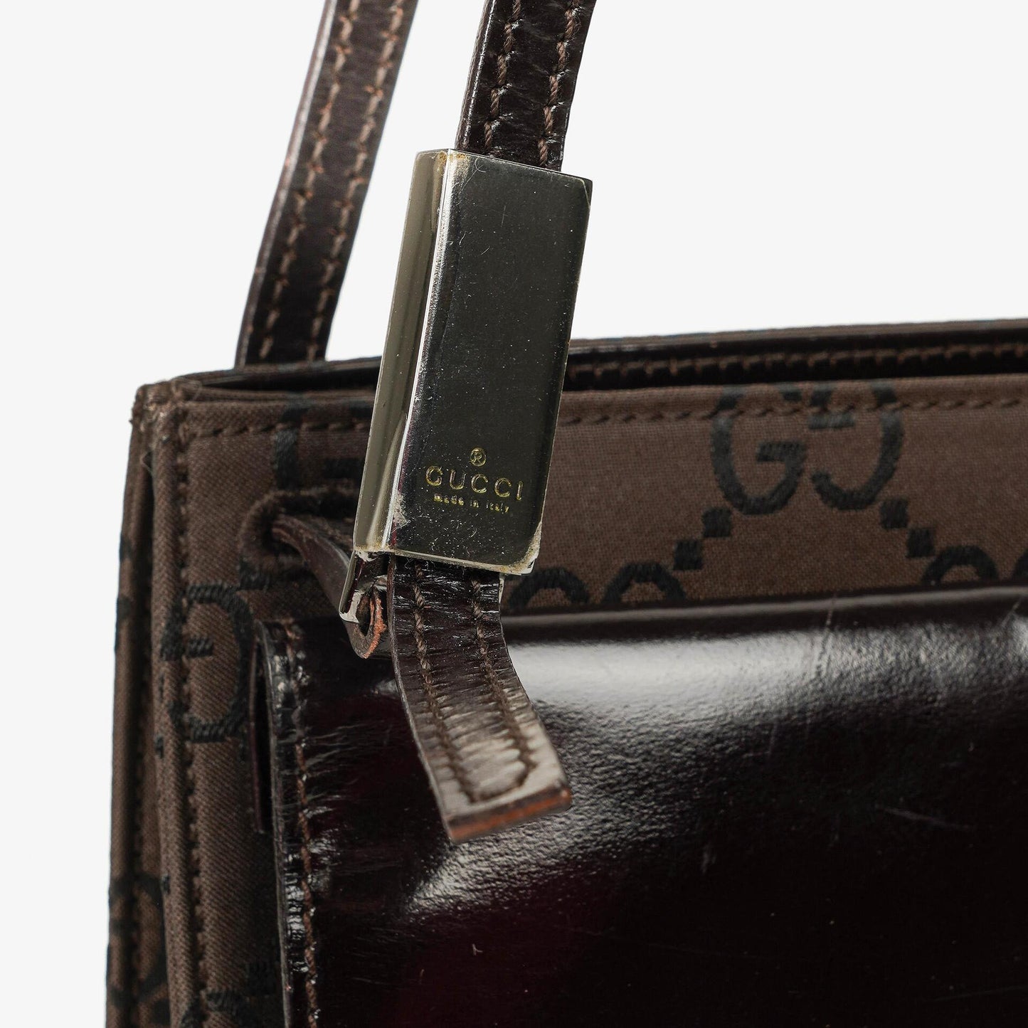 Gucci Braune GG Nylon Doppel-Taschen Schultertasche
