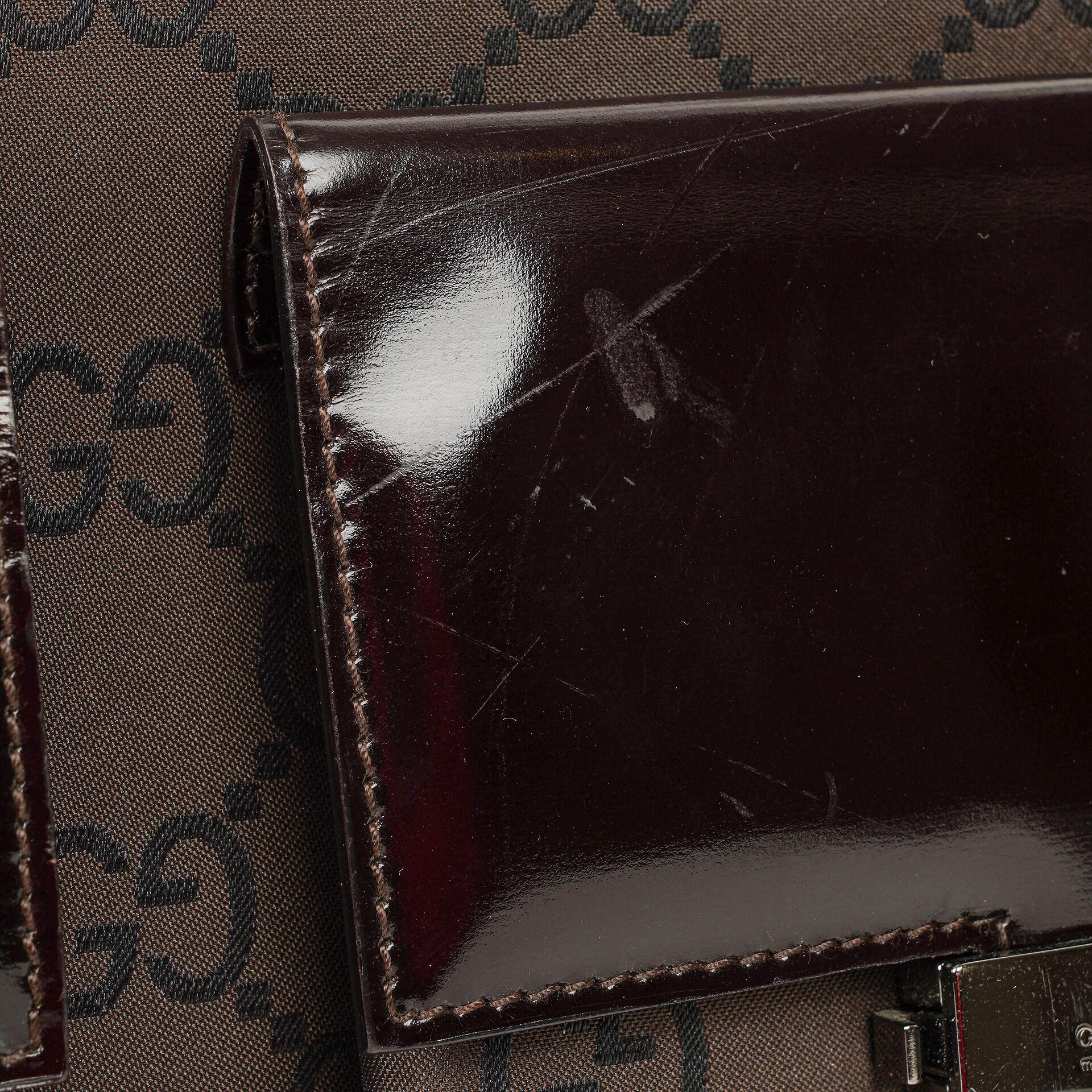 Gucci Braune GG Nylon Doppel-Taschen Schultertasche