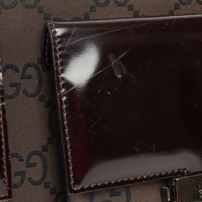 Gucci Braune GG Nylon Doppel-Taschen Schultertasche
