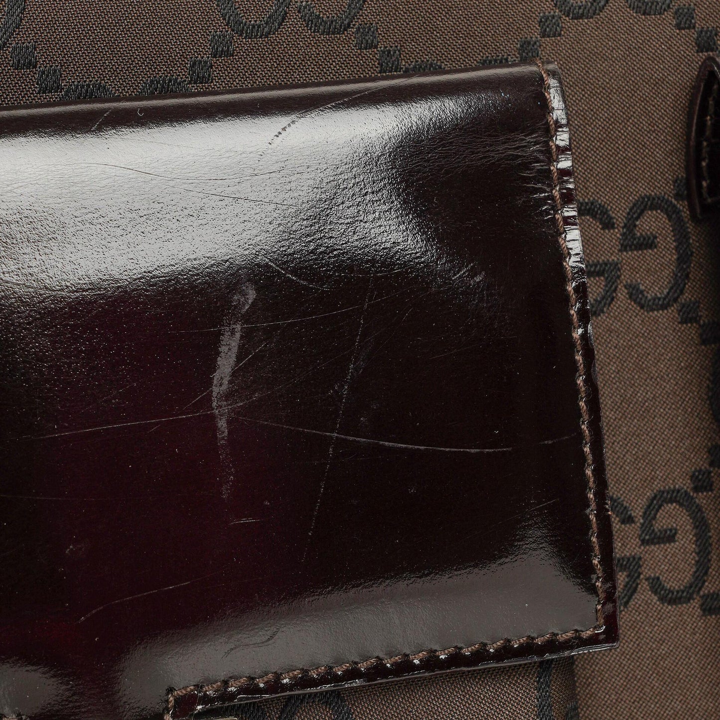 Gucci Braune GG Nylon Doppel-Taschen Schultertasche