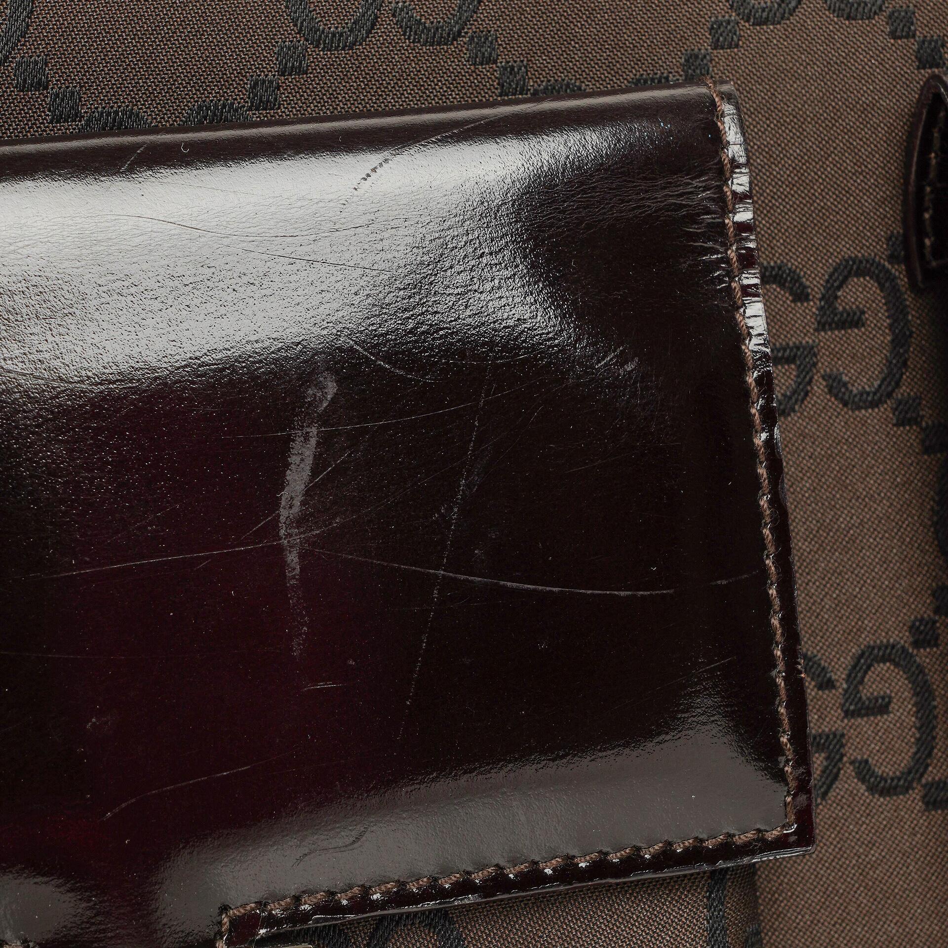 Gucci Braune GG Nylon Doppel-Taschen Schultertasche