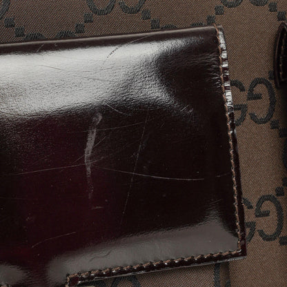 Gucci Braune GG Nylon Doppel-Taschen Schultertasche