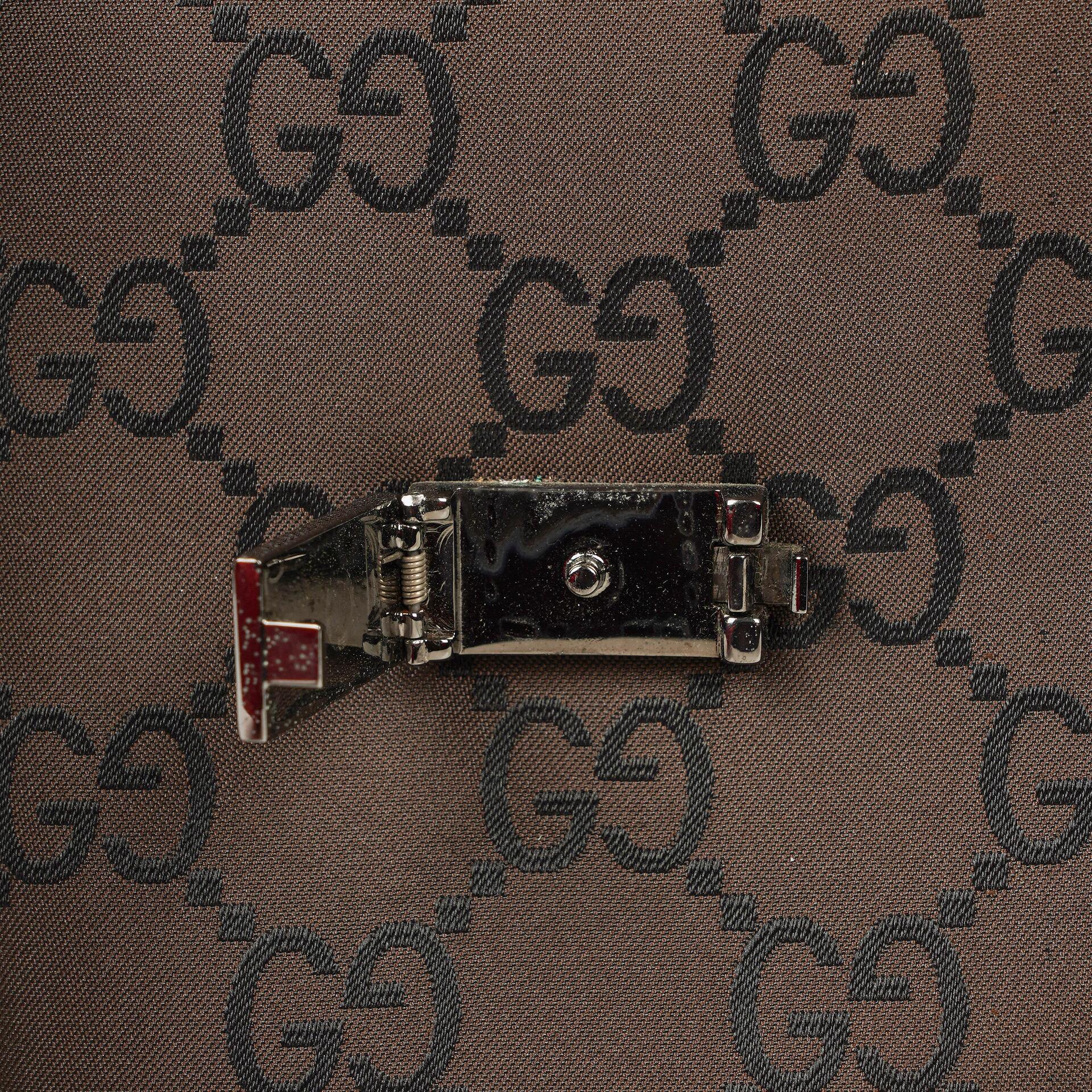 Gucci Braune GG Nylon Doppel-Taschen Schultertasche