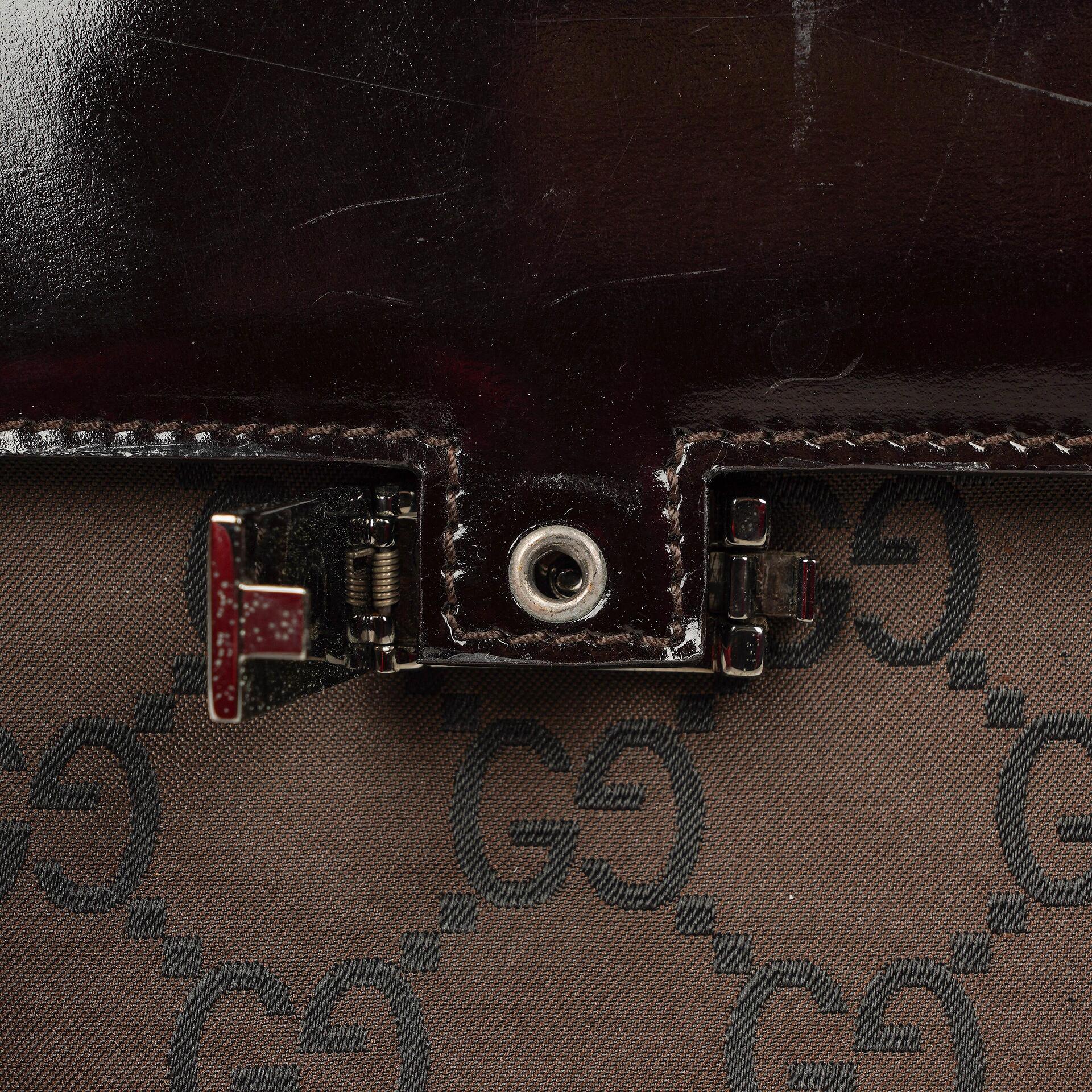 Gucci Braune GG Nylon Doppel-Taschen Schultertasche