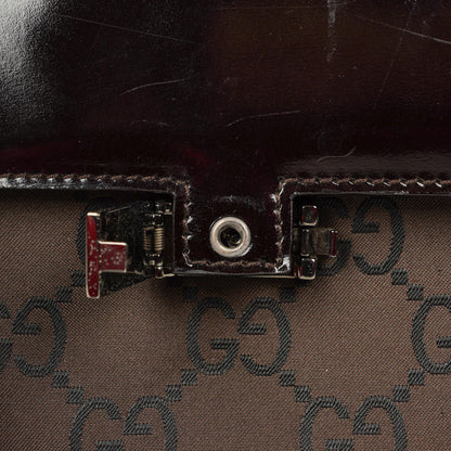 Gucci Braune GG Nylon Doppel-Taschen Schultertasche