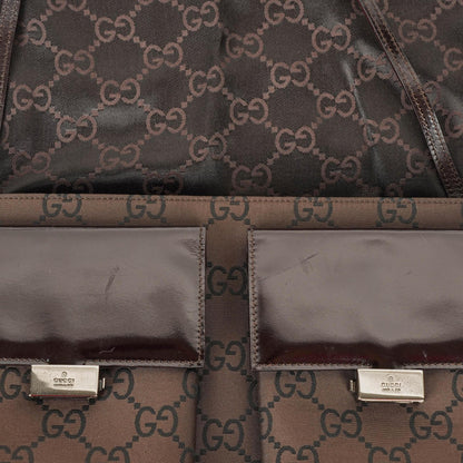 Gucci Braune GG Nylon Doppel-Taschen Schultertasche