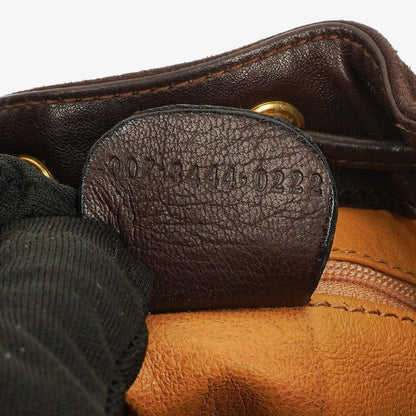 Gucci Bucket Bag aus braunem Leder und Wildleder mit Horsebit-Kette und Zugband