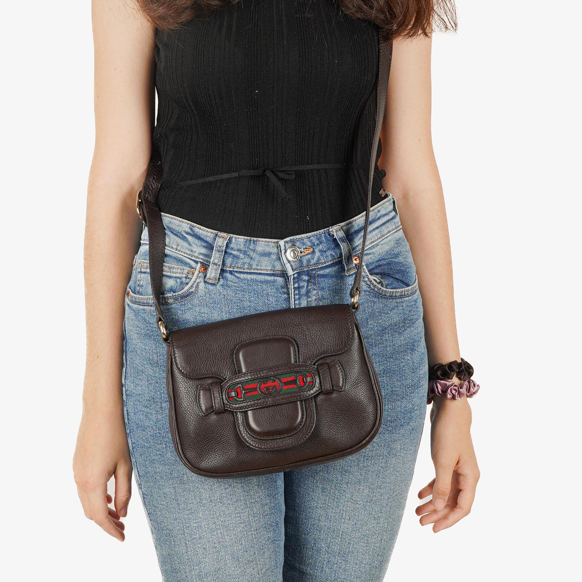 Gucci Dressage Umhängetasche aus braunem Leder