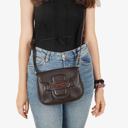 Gucci Dressage Umhängetasche aus braunem Leder