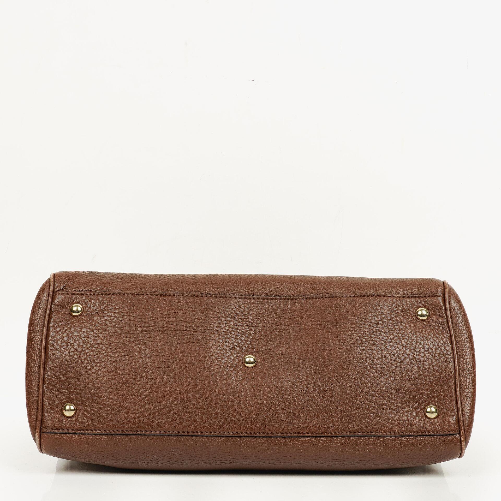 Gucci Medium Bamboo Shopper Tote aus braunem genarbtem Kalbsleder