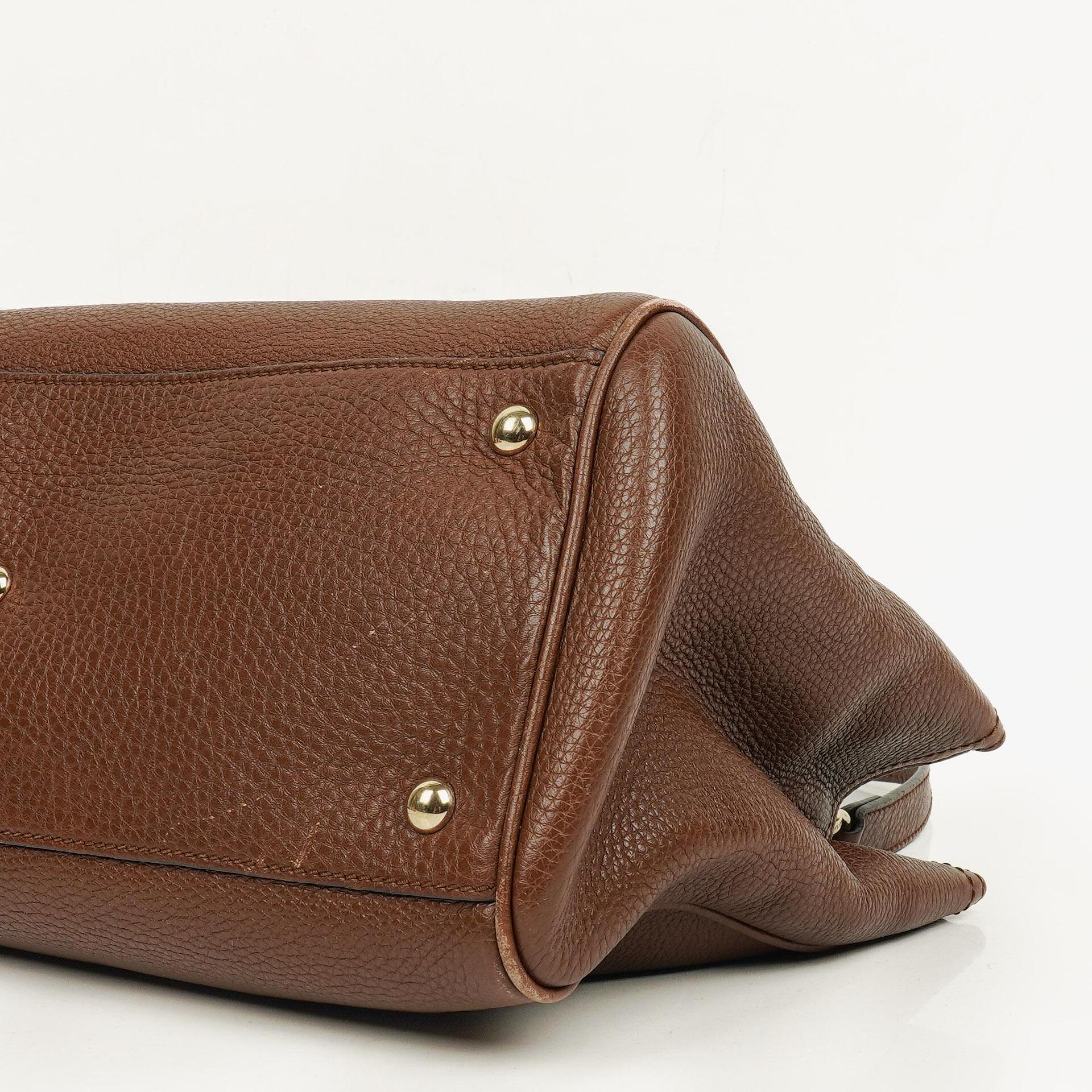 Gucci Medium Bamboo Shopper Tote aus braunem genarbtem Kalbsleder