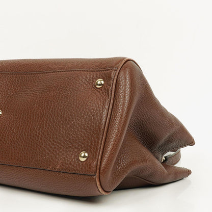 Gucci Medium Bamboo Shopper Tote aus braunem genarbtem Kalbsleder