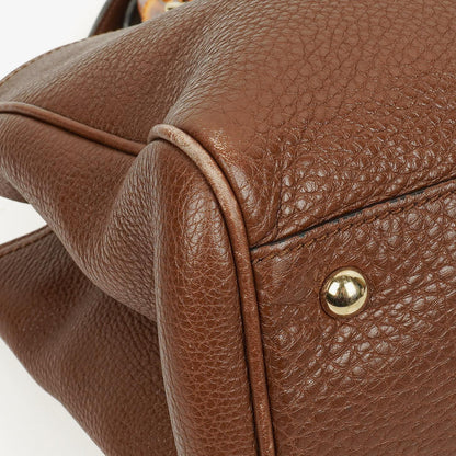 Gucci Medium Bamboo Shopper Tote aus braunem genarbtem Kalbsleder