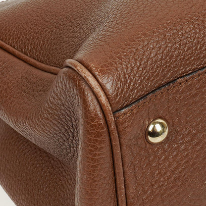 Gucci Medium Bamboo Shopper Tote aus braunem genarbtem Kalbsleder