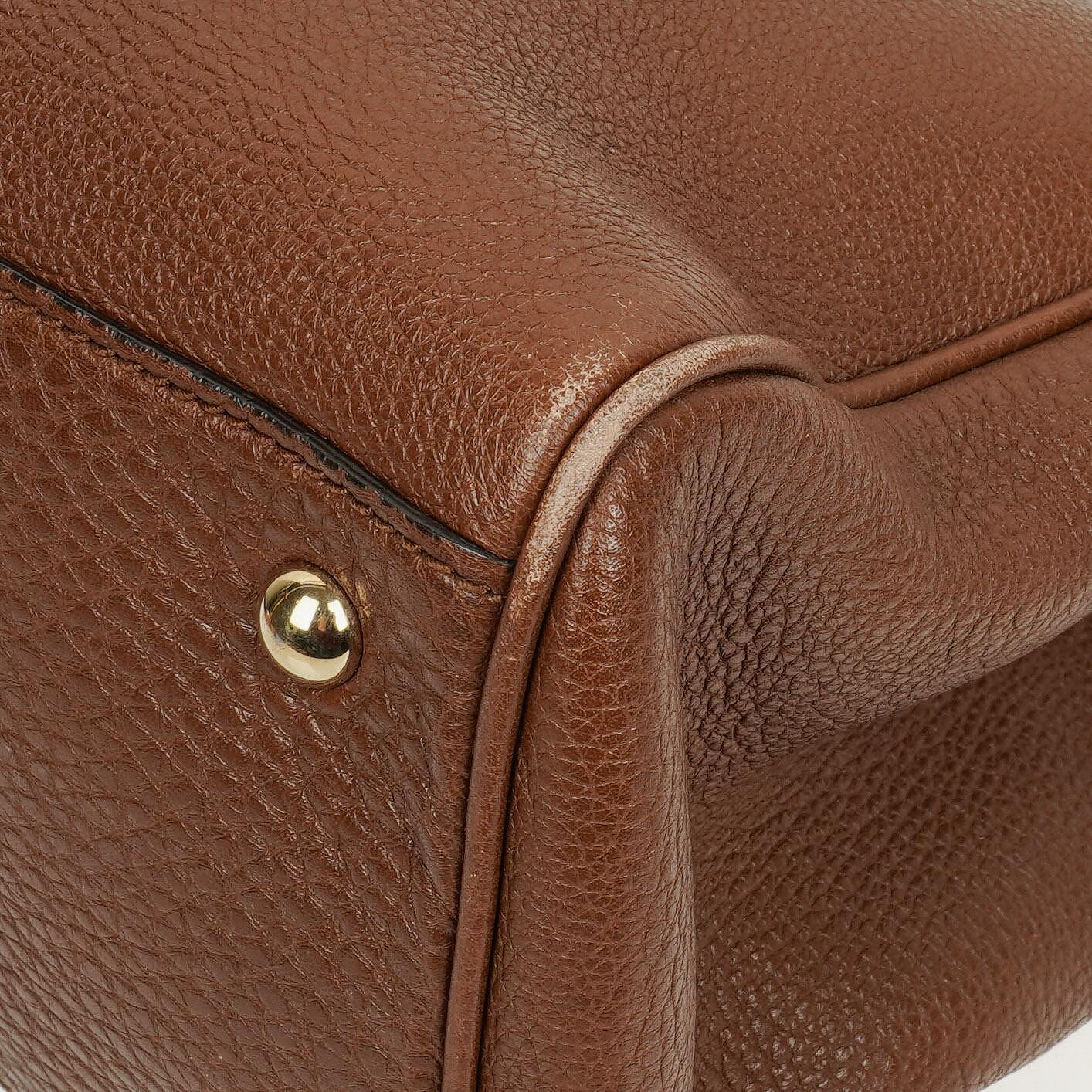 Gucci Medium Bamboo Shopper Tote aus braunem genarbtem Kalbsleder