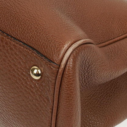 Gucci Medium Bamboo Shopper Tote aus braunem genarbtem Kalbsleder