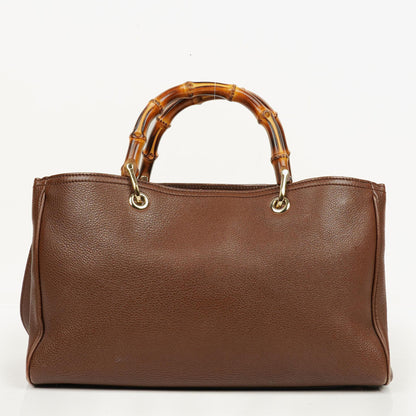 Gucci Medium Bamboo Shopper Tote aus braunem genarbtem Kalbsleder