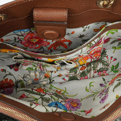 Gucci Medium Bamboo Shopper Tote aus braunem genarbtem Kalbsleder