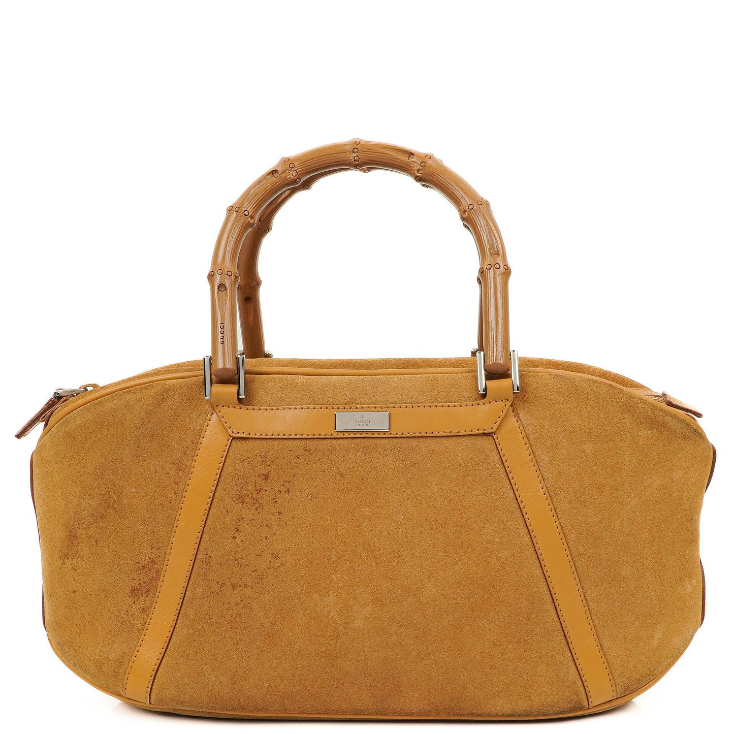Gucci Obergrifftasche aus braunem Wildleder und Leder mit Bambusdetail