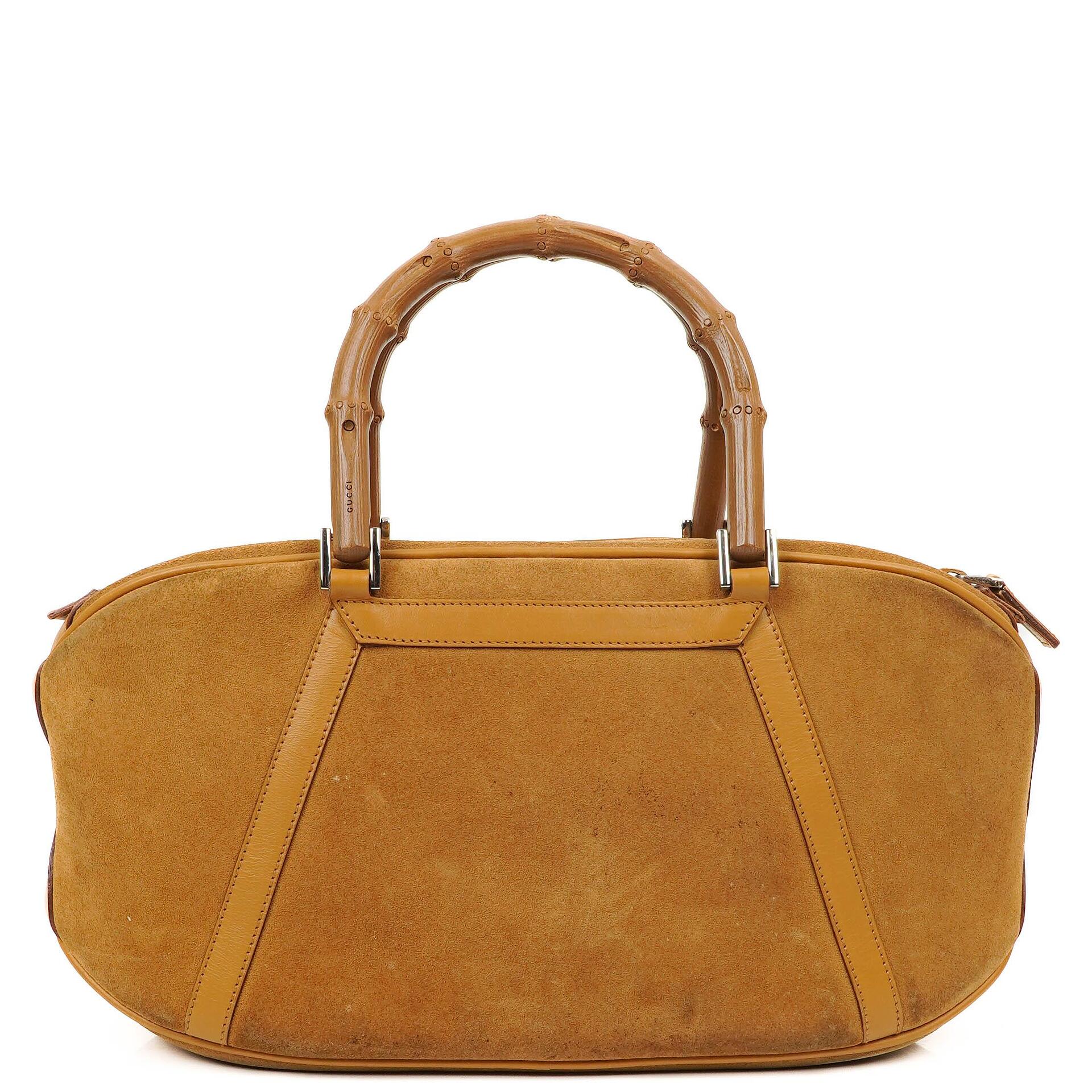 Gucci Obergrifftasche aus braunem Wildleder und Leder mit Bambusdetail