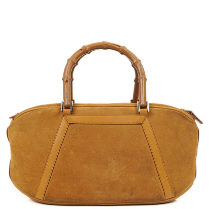 Gucci Obergrifftasche aus braunem Wildleder und Leder mit Bambusdetail
