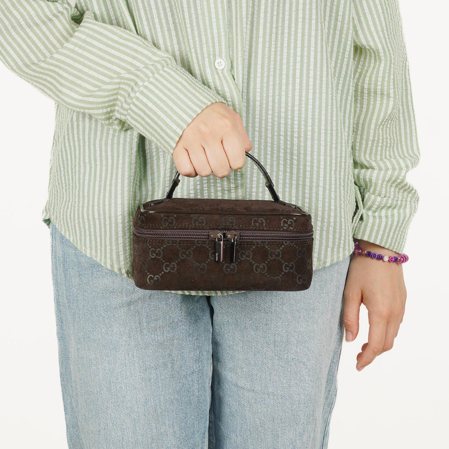 Gucci GG Vanity Tasche aus braunem Wildleder
