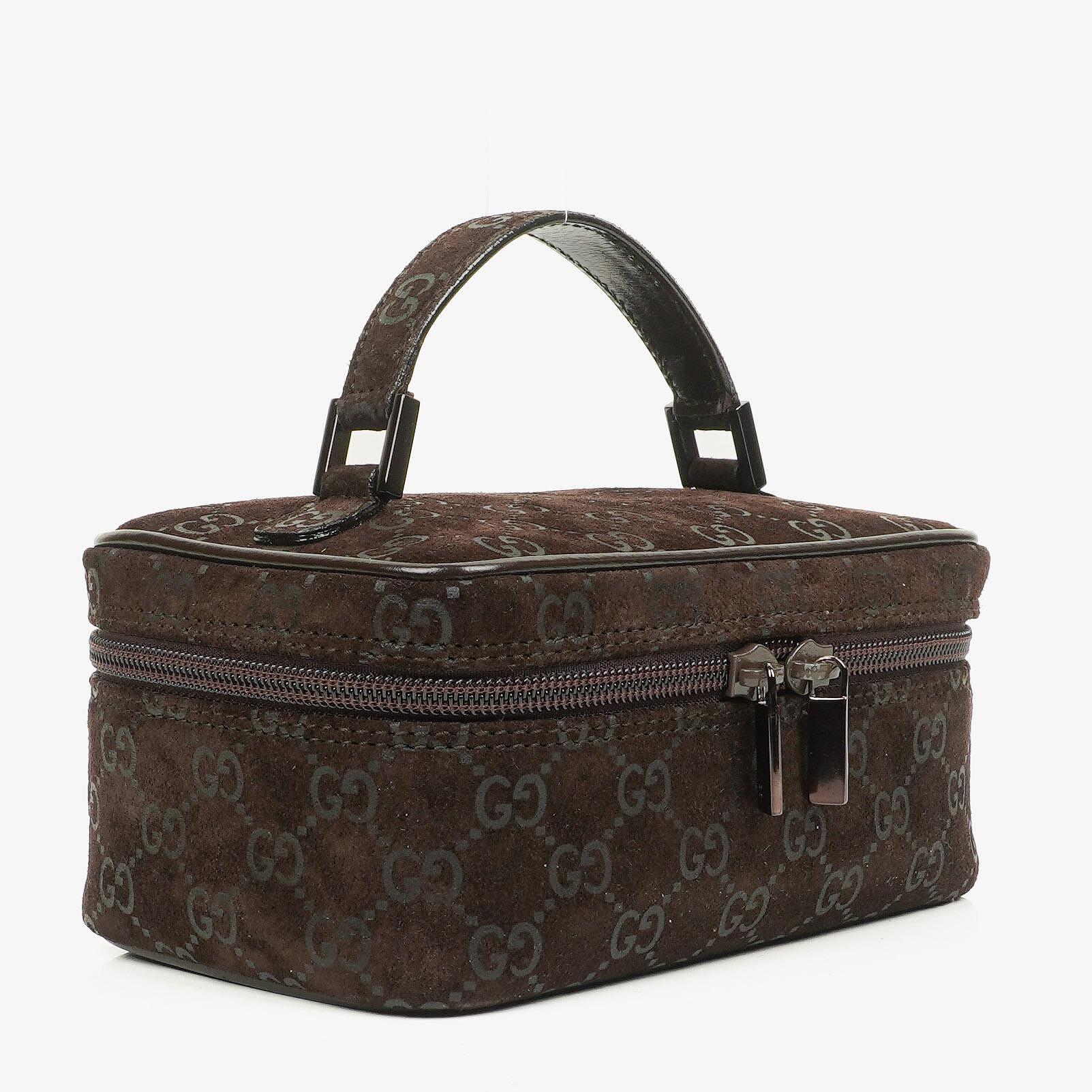 Gucci GG Vanity Tasche aus braunem Wildleder