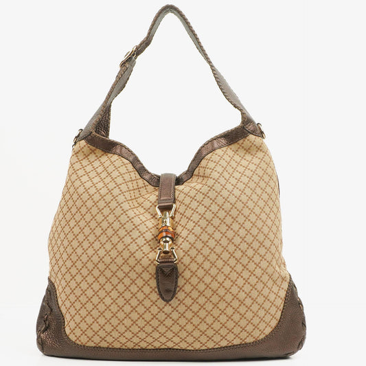 Gucci Braun/ Hellbeige Diamante Große New Jackie Hobo Tasche
