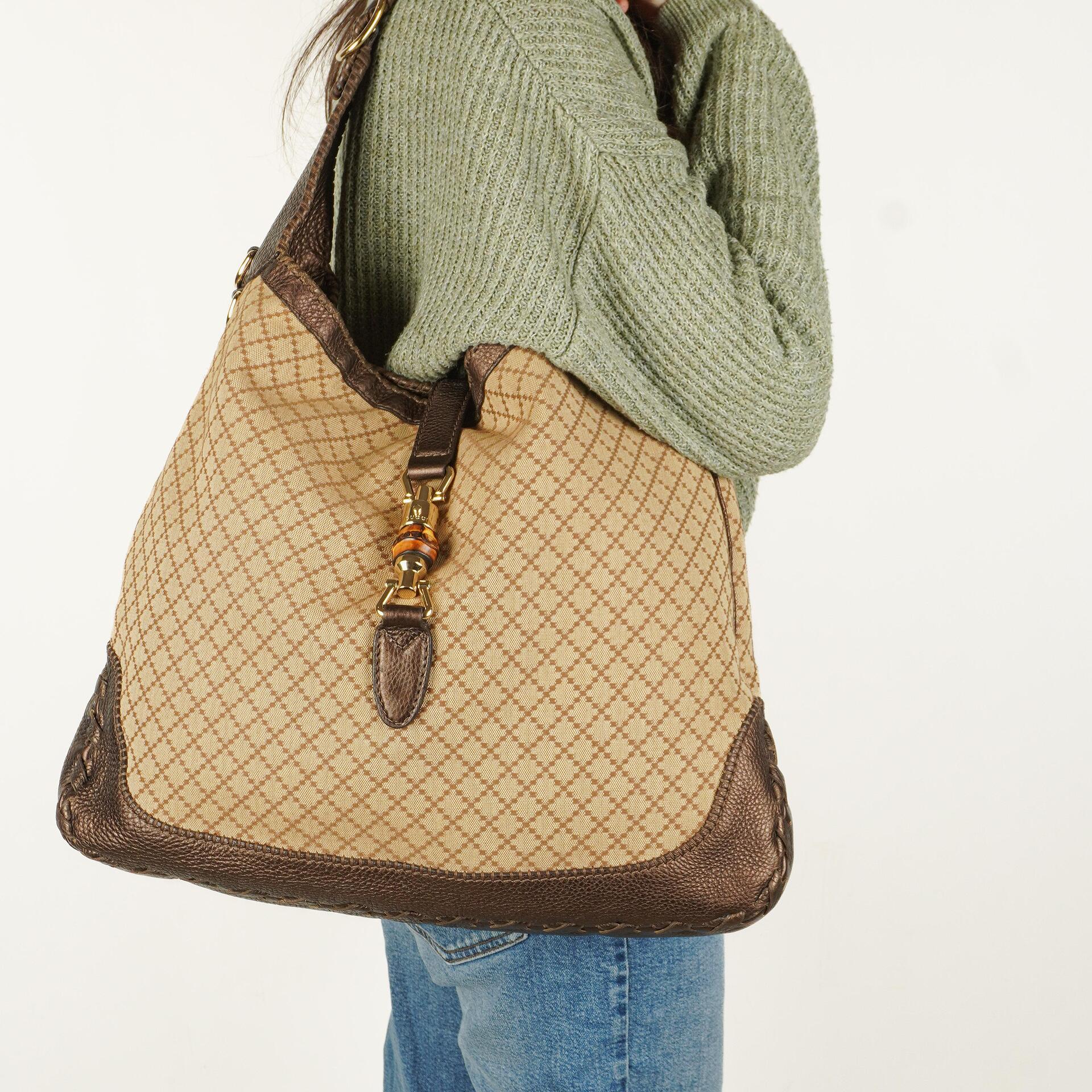 Gucci Braun/ Hellbeige Diamante Große New Jackie Hobo Tasche