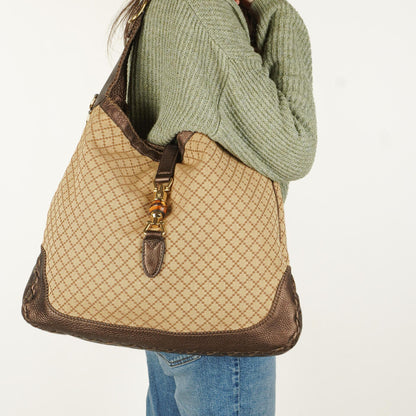 Gucci Braun/ Hellbeige Diamante Große New Jackie Hobo Tasche
