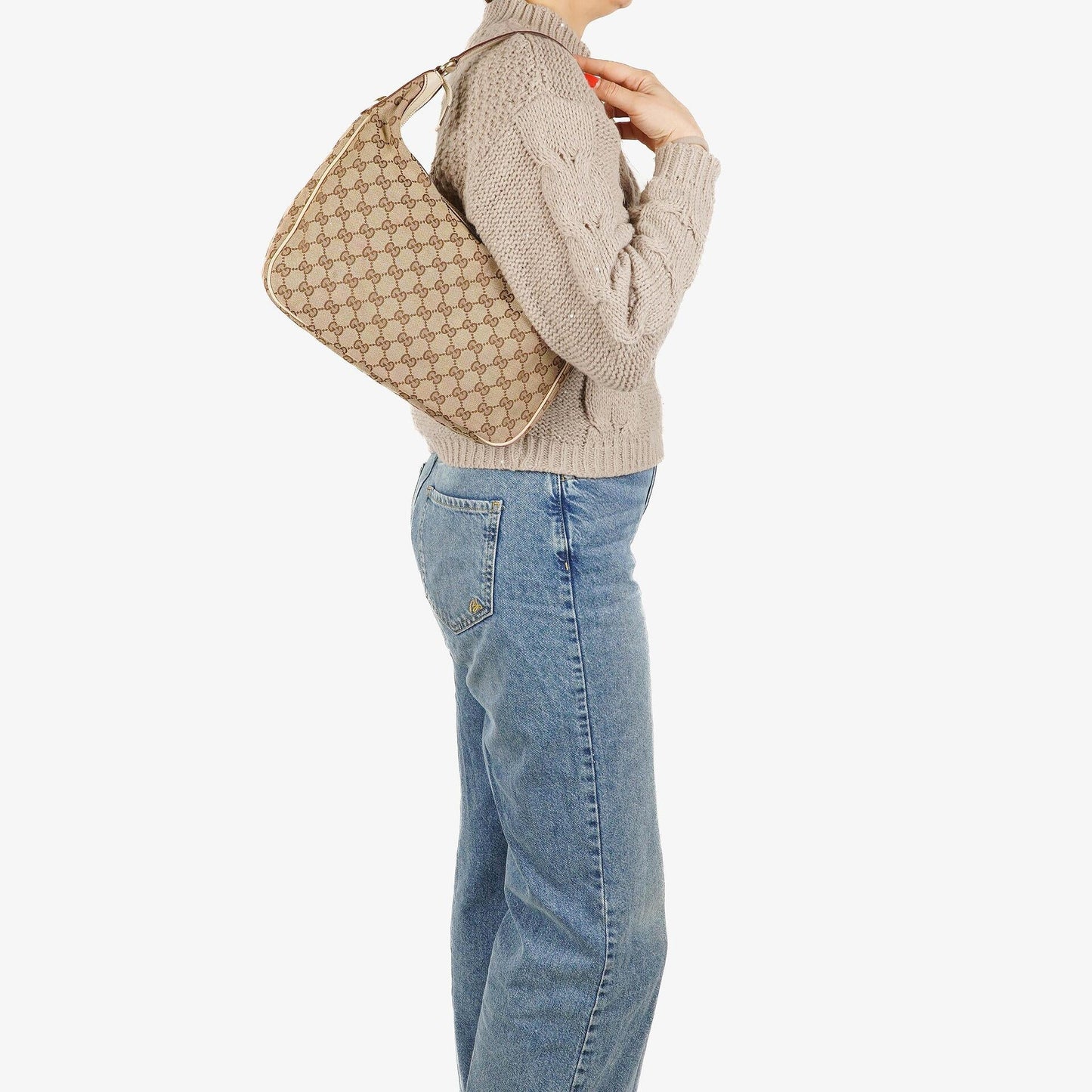 Gucci Charmy Hobo-Tasche aus beigem GG Canvas
