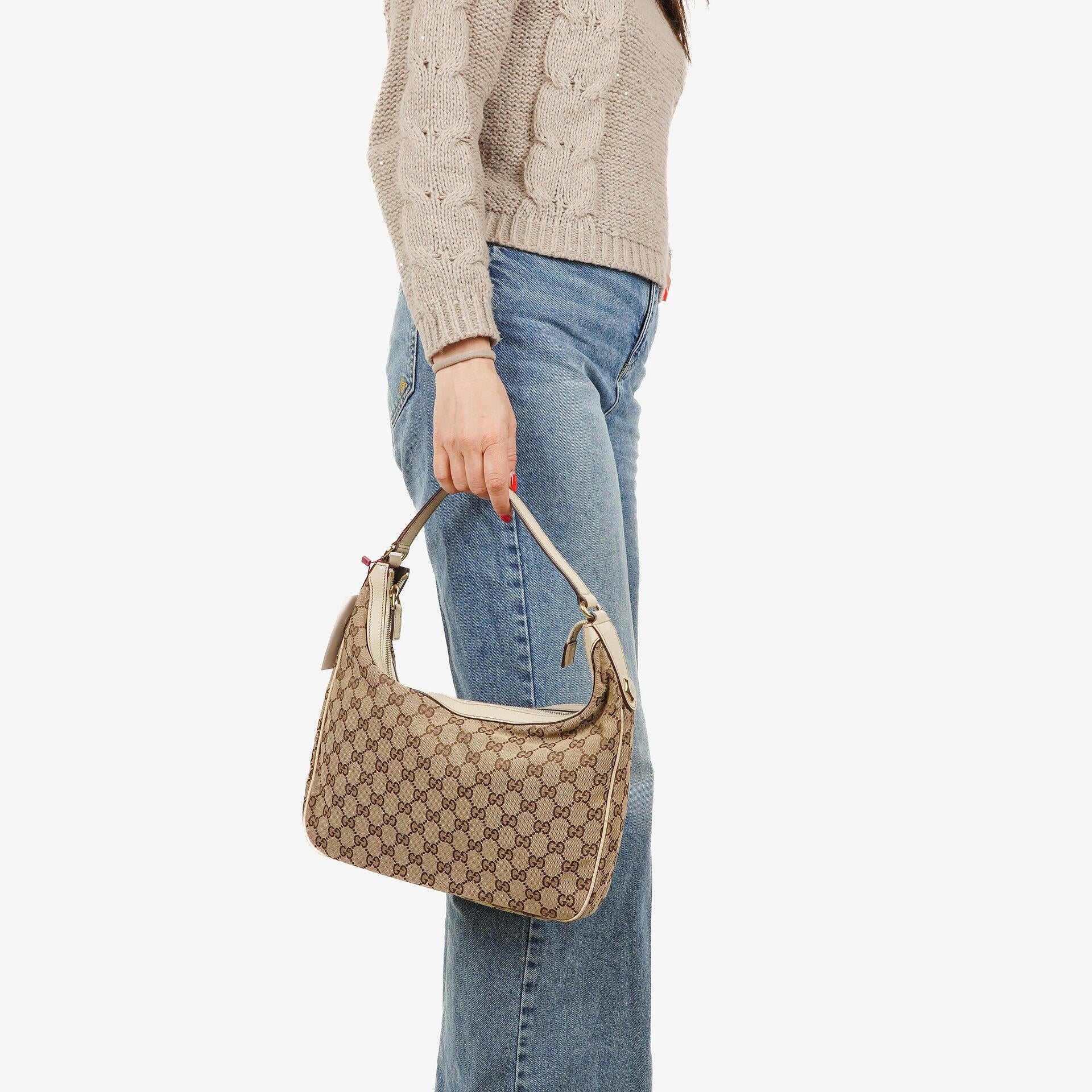 Gucci Charmy Hobo-Tasche aus beigem GG Canvas