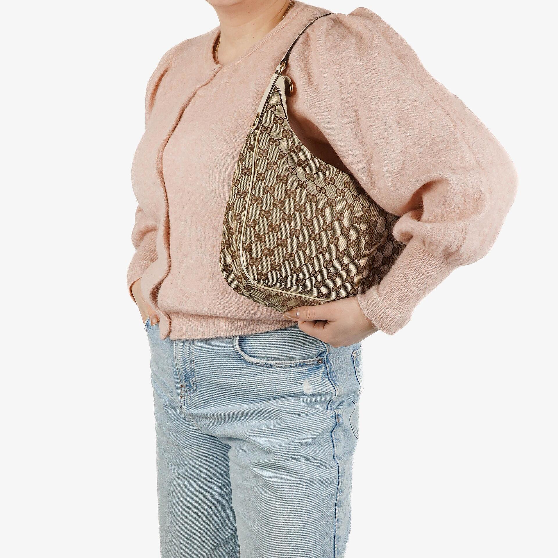 Gucci Charmy Beige GG Canvas Hobo-Tasche