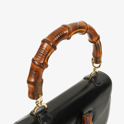 Gucci Convertible Bamboo Tasche mit Obergriff aus schwarzem Leder
