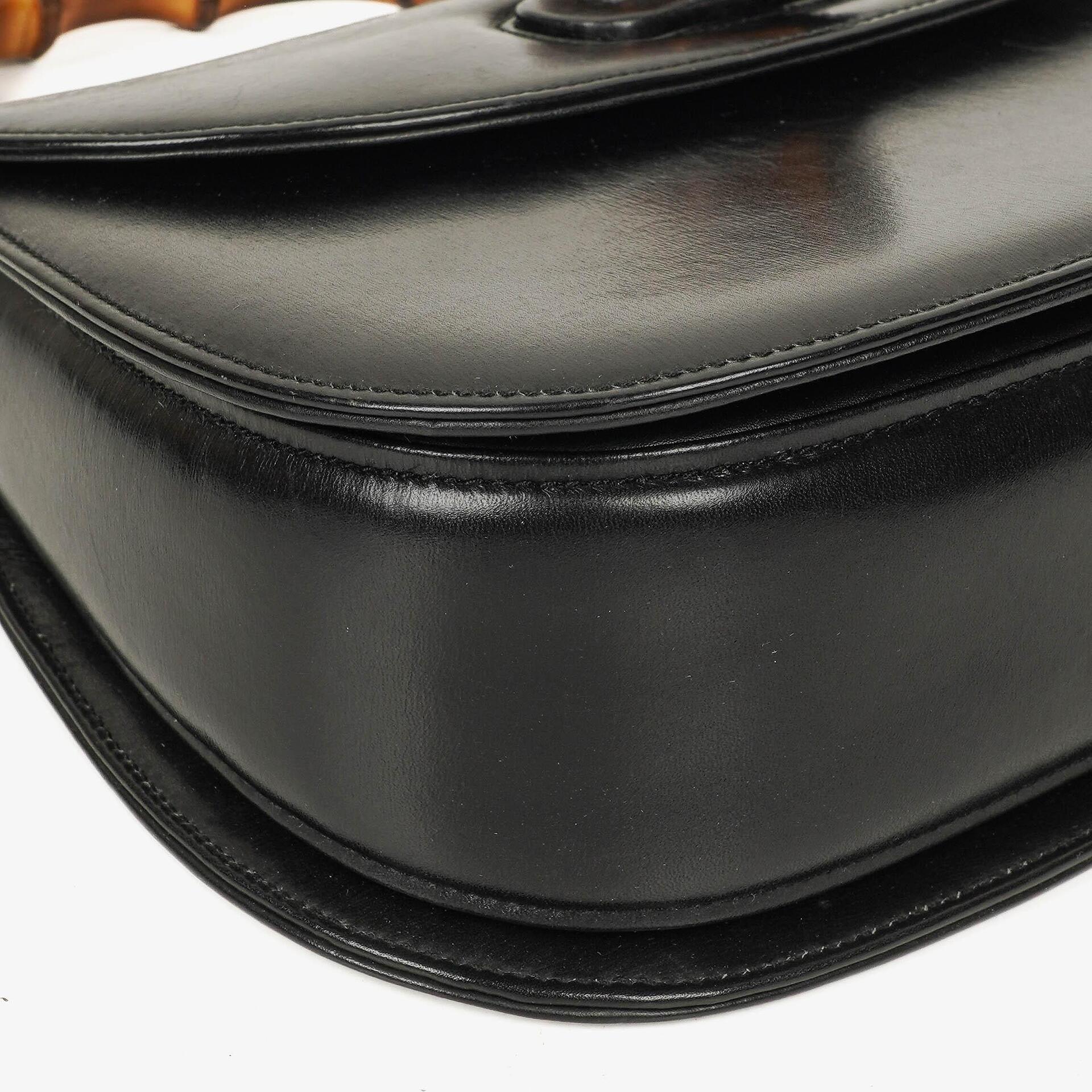 Gucci Convertible Bamboo Tasche mit Obergriff aus schwarzem Leder