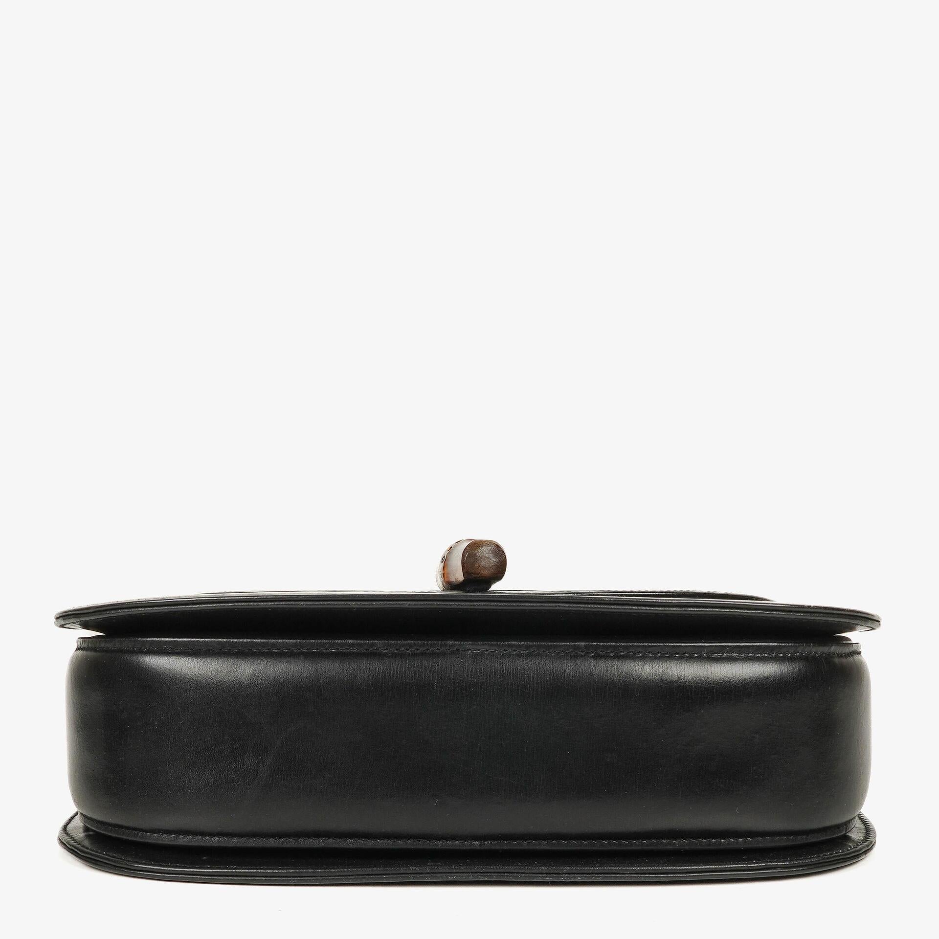 Gucci Convertible Bamboo Tasche mit Obergriff aus schwarzem Leder