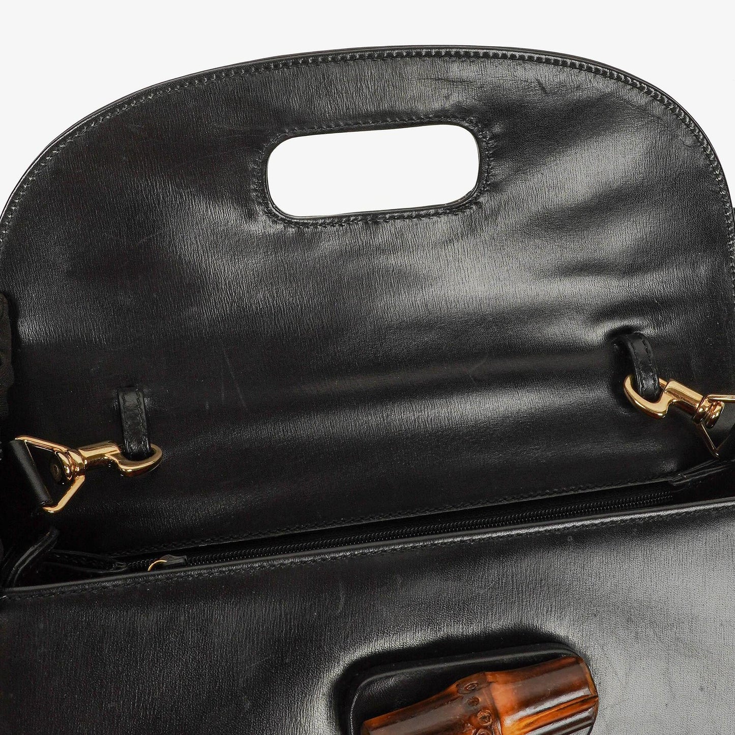 Gucci Convertible Bamboo Tasche mit Obergriff aus schwarzem Leder